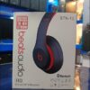 Black Bluetooth Headphones with Red Ring & Long Battery