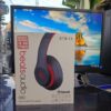 Black Bluetooth Headphones with Red Ring & Long Battery