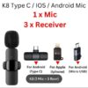 K8 Wireless Mic Black 3-in-1 Bluetooth 5