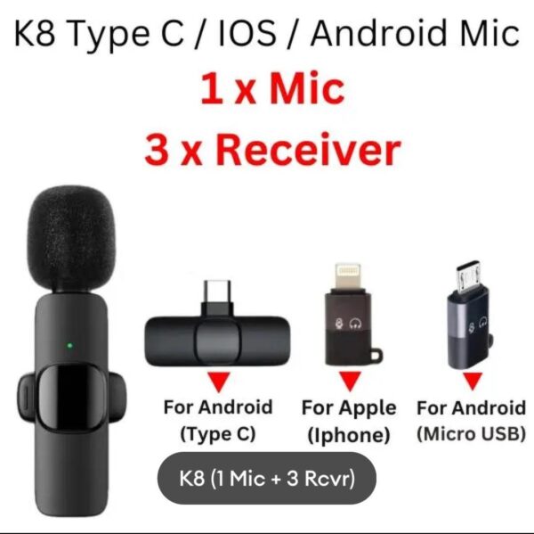 K8 Wireless Mic Black 3-in-1 Bluetooth 5