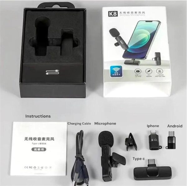 K8 Wireless Mic Black 3-in-1 Bluetooth 5