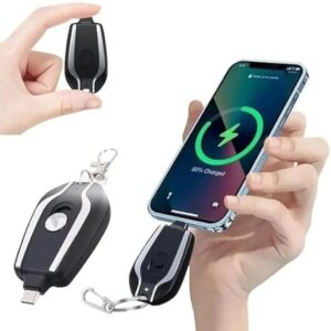 Keychain Power Bank Black Portable USB Charging